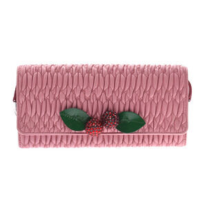 Miu Miu Nappa Crystal Chain Wallet Pink Lambskin